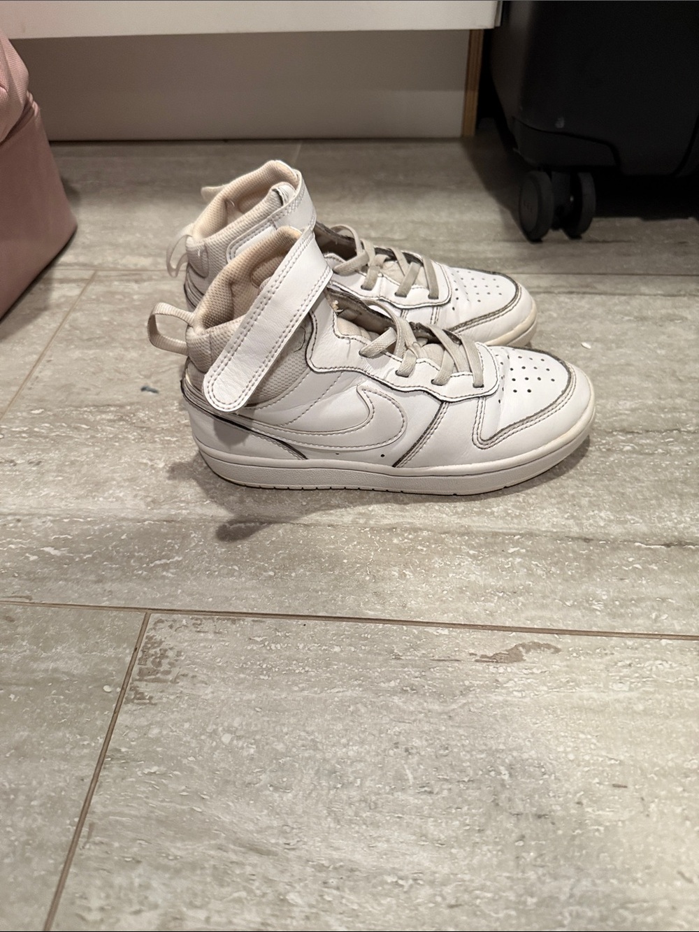 Nike Kids White High-Top Sneakers with Strap and Lace